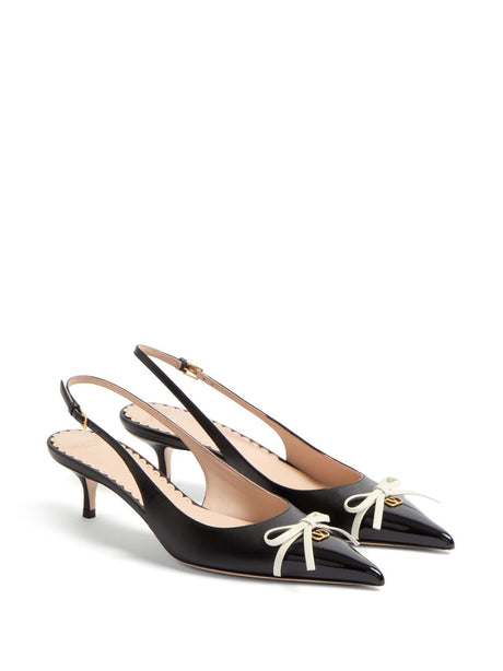 VALENTINO GARAVANI Leather Slingback Pumps with Bow Detailing