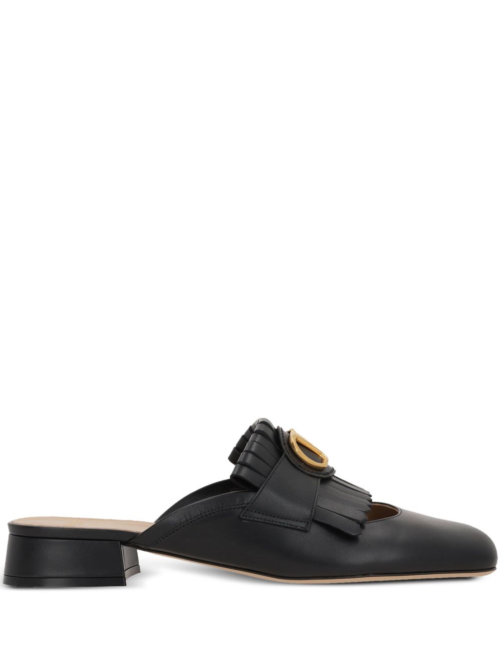 VALENTINO GARAVANI Signature Leather Slippers with Fringe Detailing