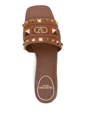 VALENTINO GARAVANI Stylish Square Toe Leather Sandals for Women