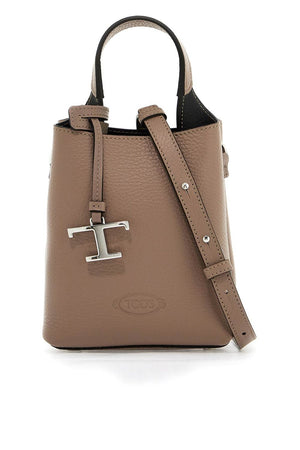 TOD'S Taupe Brown Leather Tote Handbag - SS24 Collection