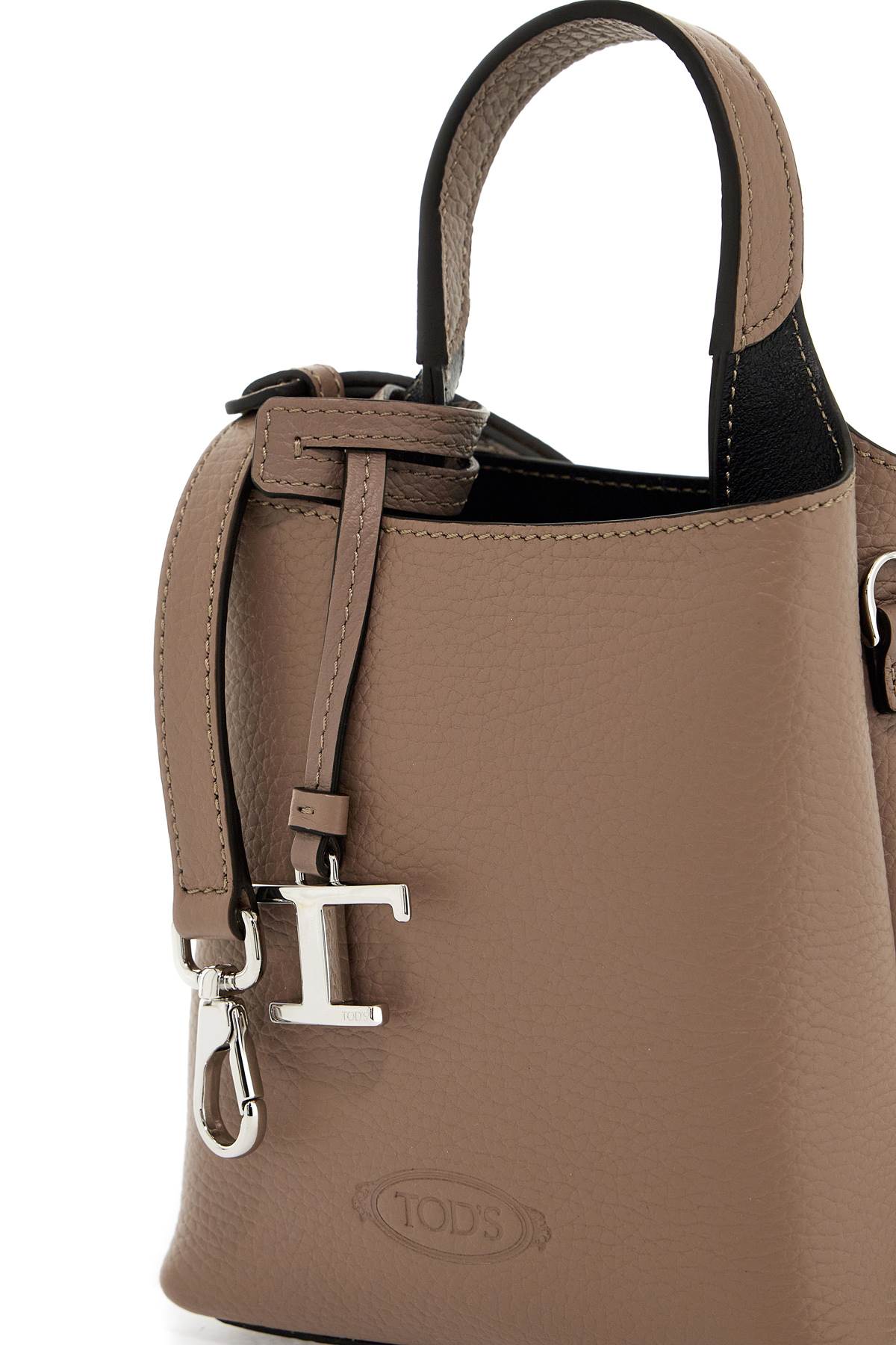 TOD'S Taupe Brown Leather Tote Handbag - SS24 Collection