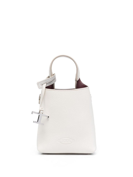 TOD'S Mini Leather Pebbled Texture Bucket Handbag