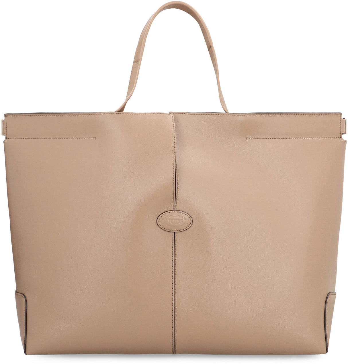 TOD'S Elegant Leather Tote Handbag with Detachable Pocket - 37cm Width