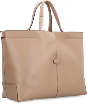 TOD'S Elegant Leather Tote Handbag with Detachable Pocket - 37cm Width