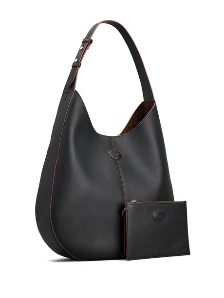 TOD'S Medium Leather Hobo Handbag with Adjustable Strap