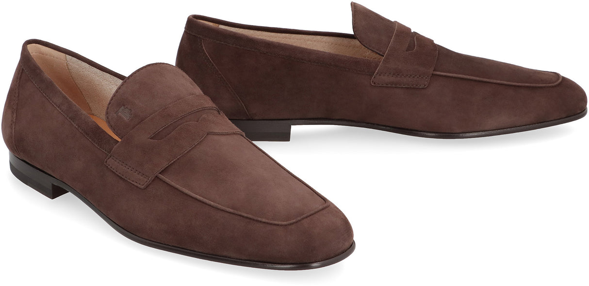 TOD'S Men's Suede Loafers with Round Toe Design