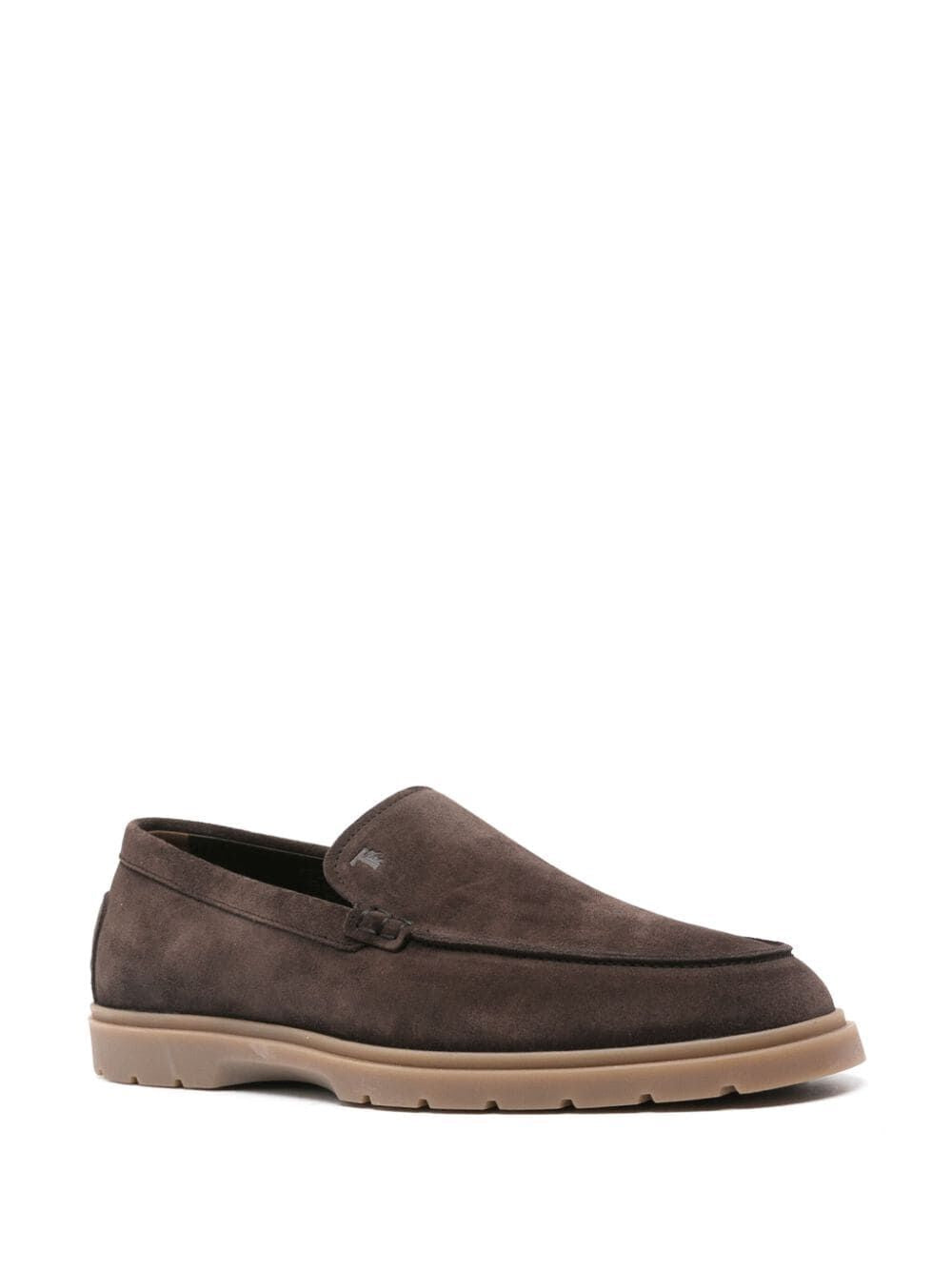 TOD'S Mens' Suede Loafers with Embossed Monogram and Iconic Pebbles