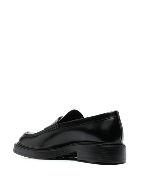 TOD'S Men's Leather Loafers with Almond Toe and Low Stacked Heel