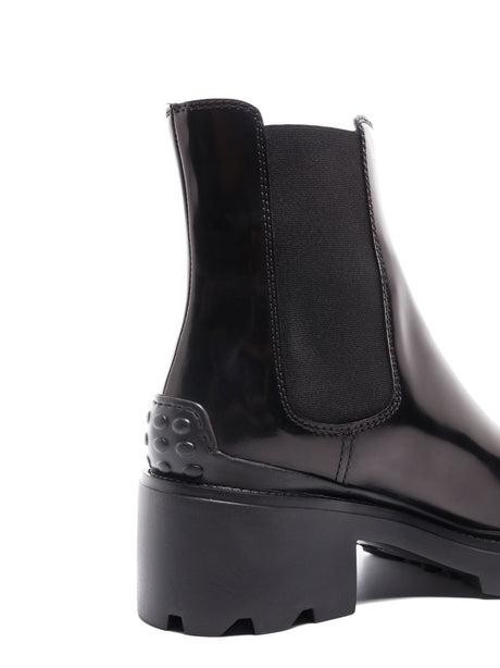 TOD'S Premium Leather Heel Chelsea Boots