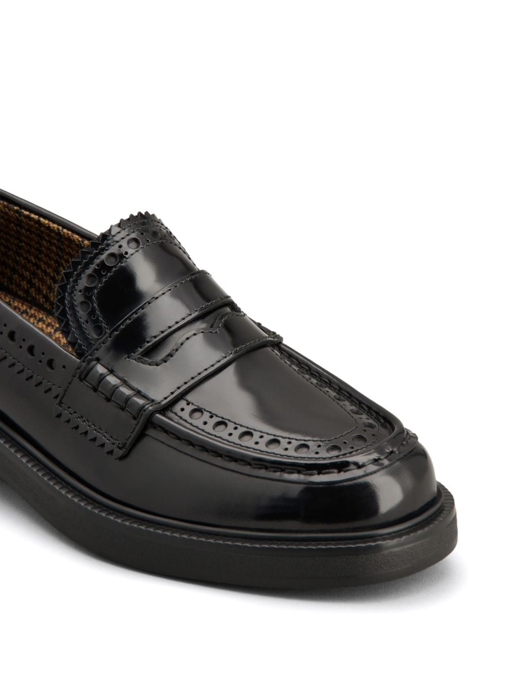 TOD'S Almond Toe Leather Loafers with Ghillies Trim