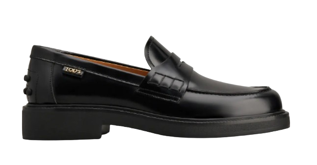 TOD'S Elegant Black Leather Slip-On Penny Loafers for Women