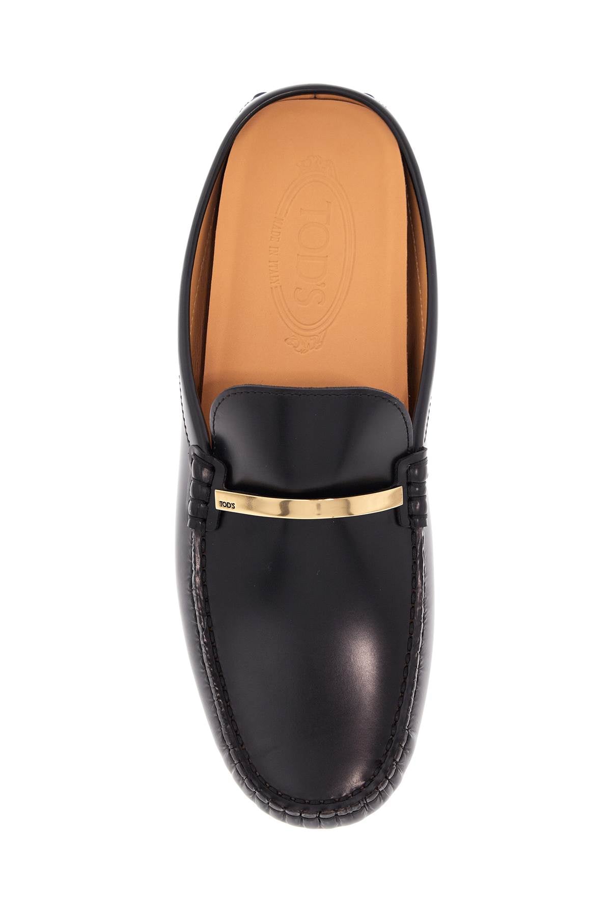 TOD`S Branded Metal Bar Leather Rubber Flat Shoes for Men