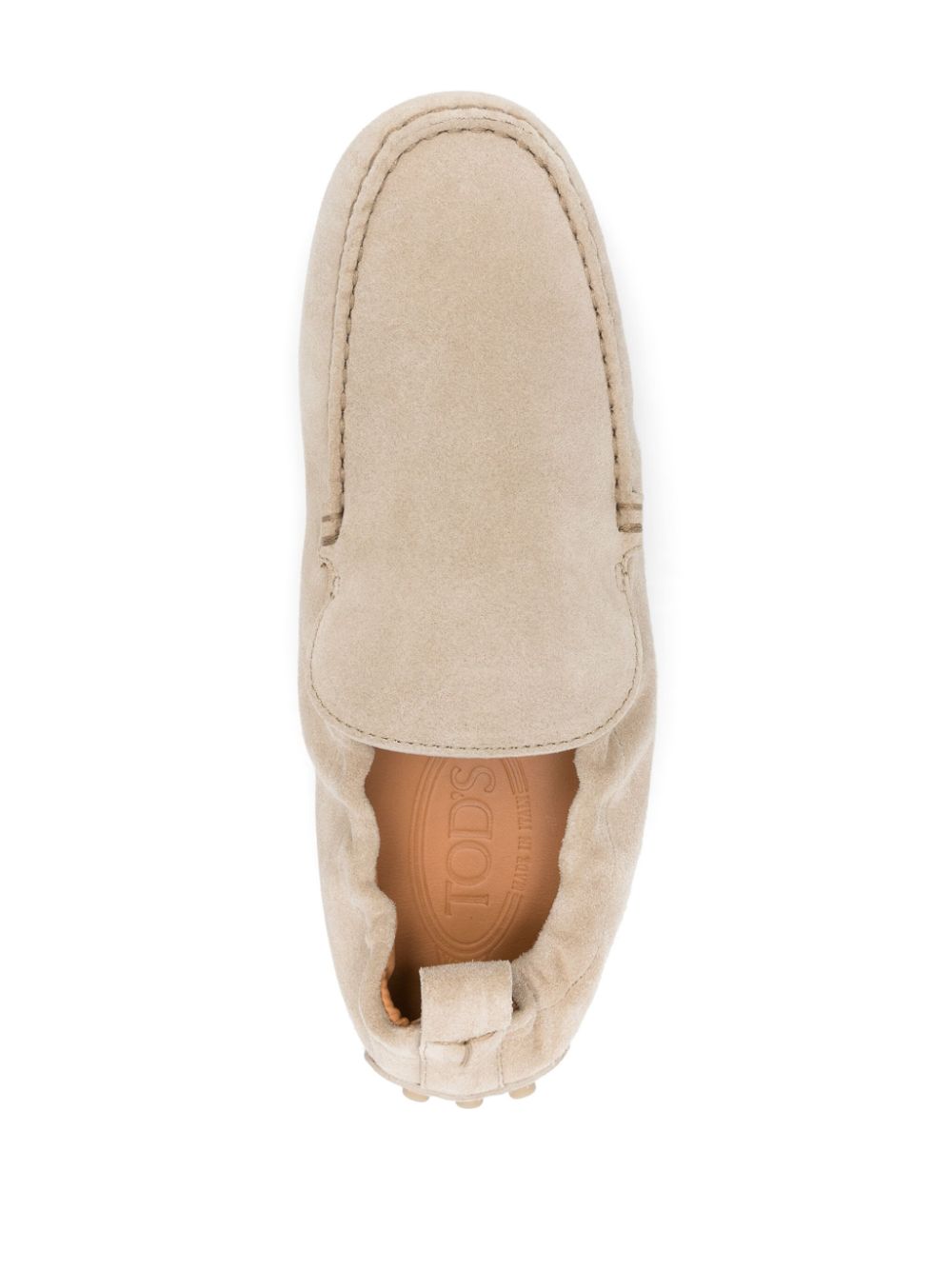 TOD'S Suede Leather Loafers with Pull-Tab and Seam Detail