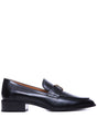 TOD'S Elegant Leather Loafers with Almond Toe and Mid Stacked Heel