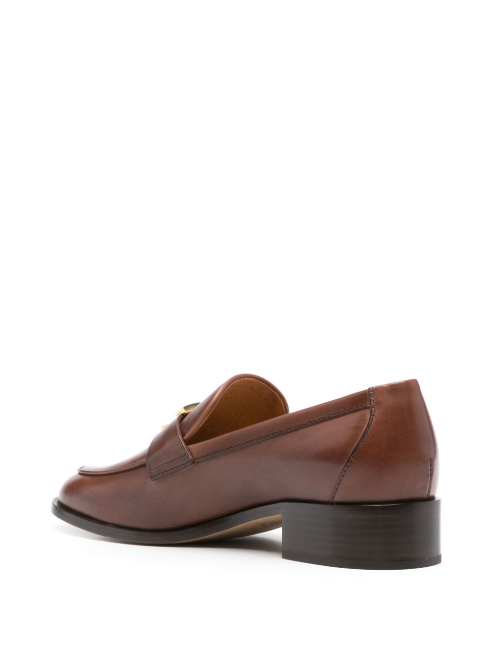 TOD'S Elegant Leather Loafers with Almond Toe and Mid Stacked Heel