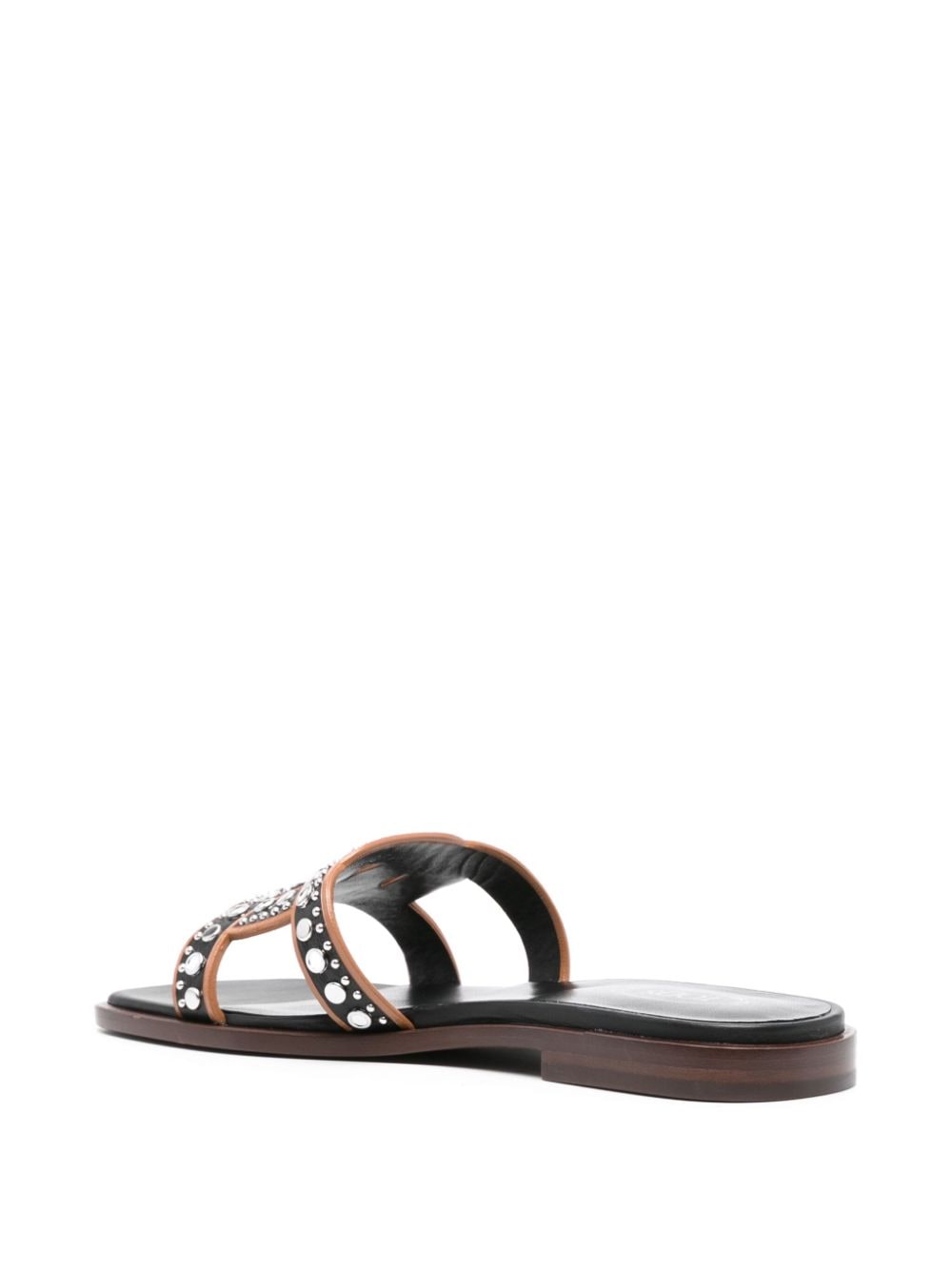 TOD'S Leather Flat Sandals with Stud Embellishments for Women