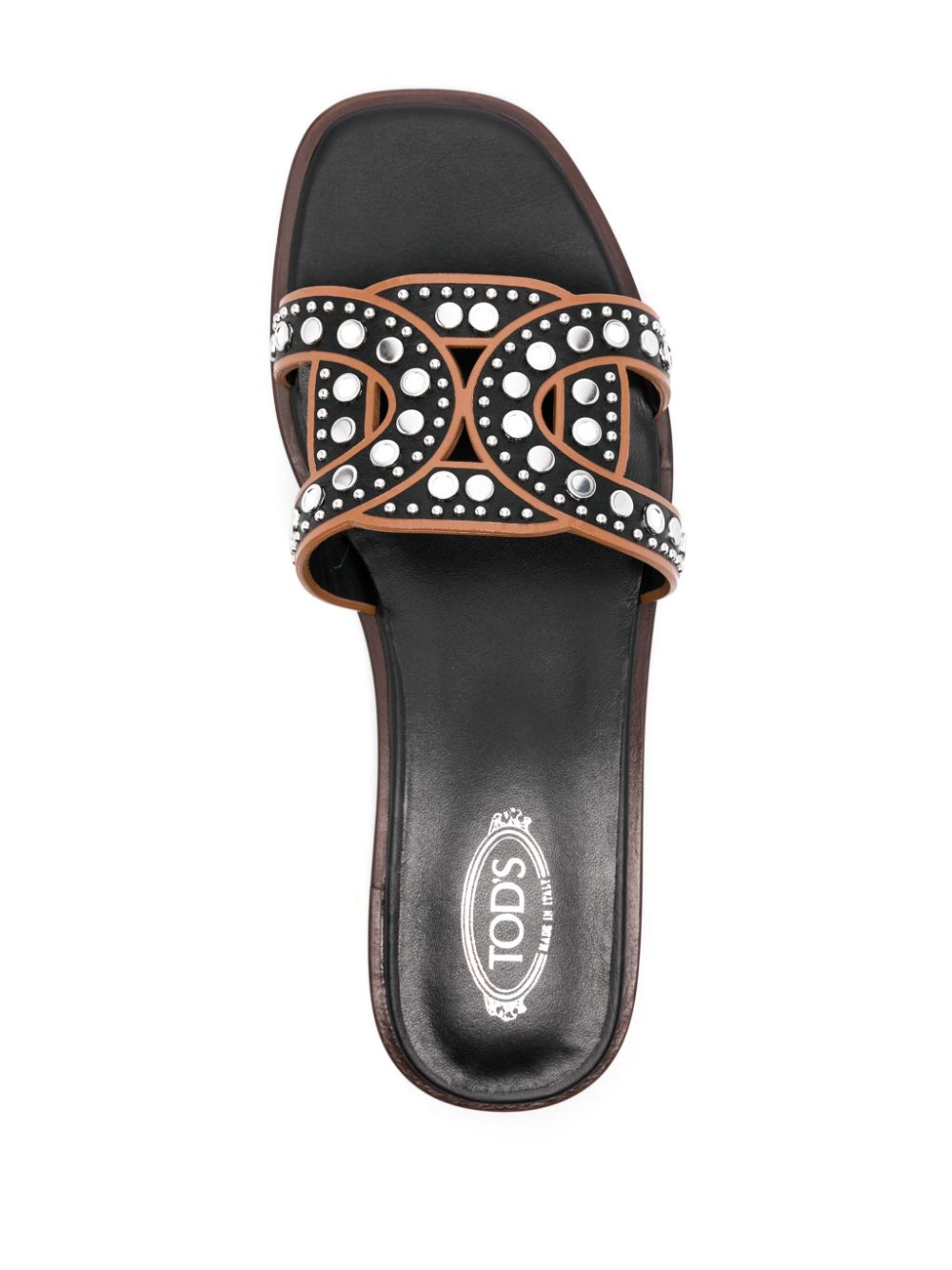 TOD'S Leather Flat Sandals with Stud Embellishments for Women