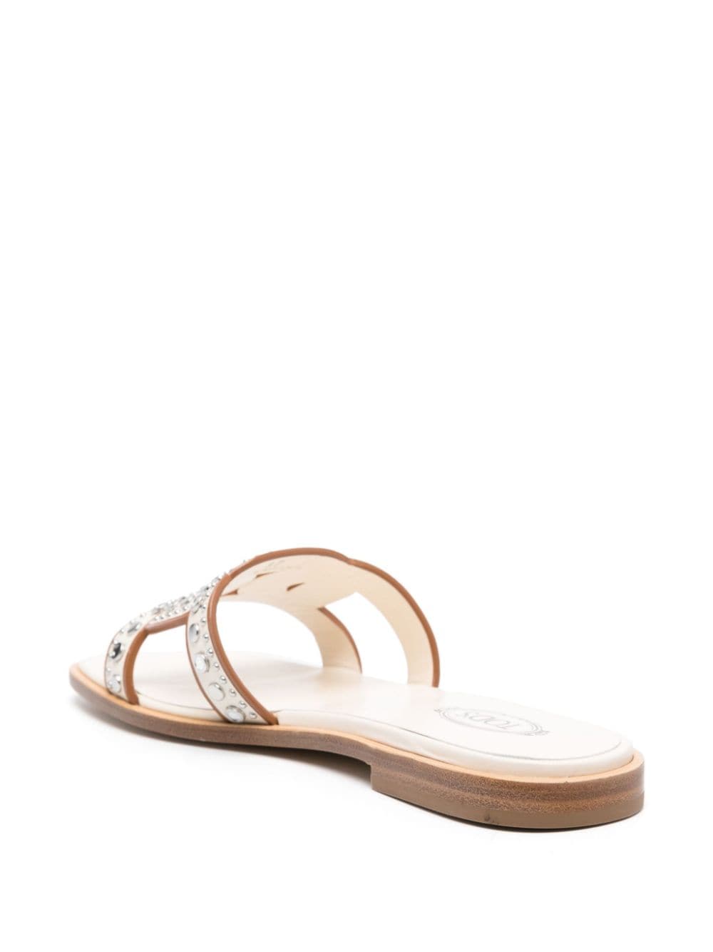 TOD'S Leather Flat Sandals with Stud Embellishments