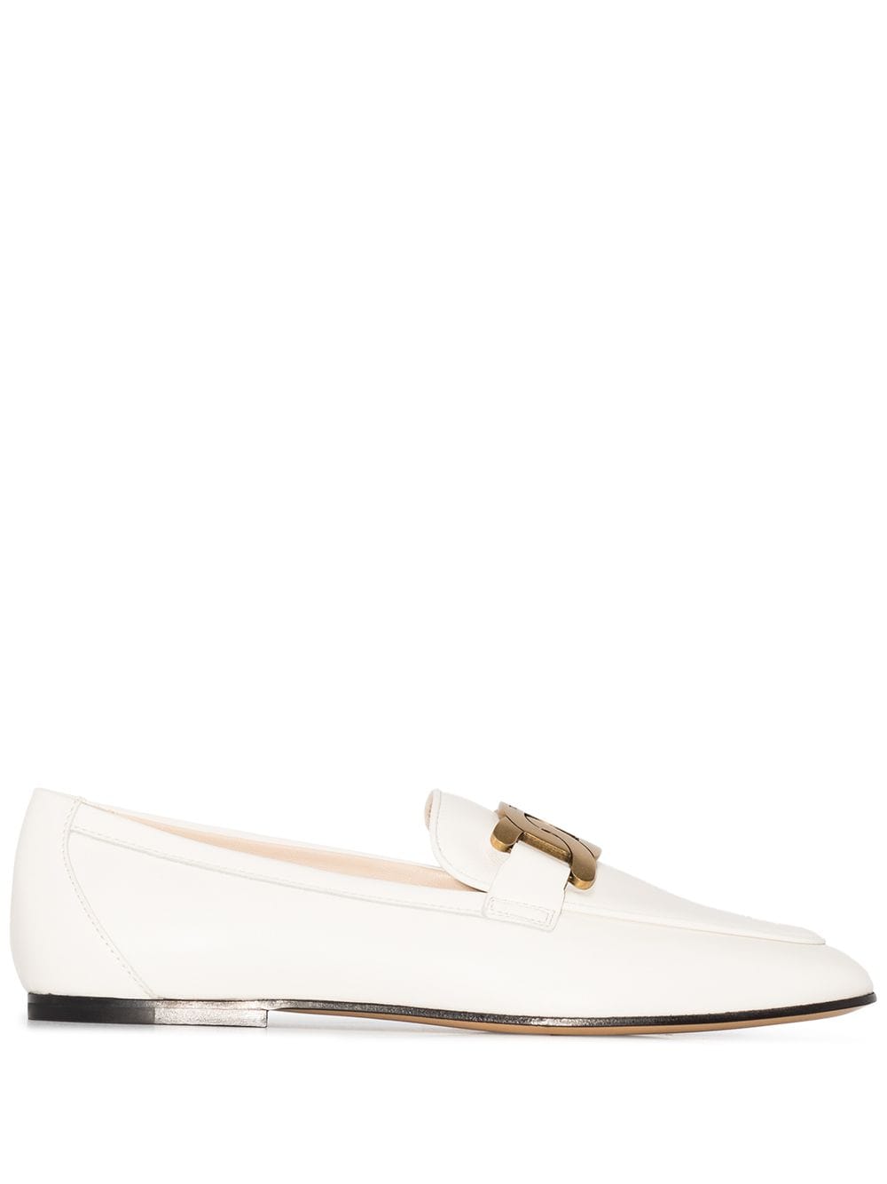 TOD'S Leather Slip-On Loafers with Chain-Link Detailing