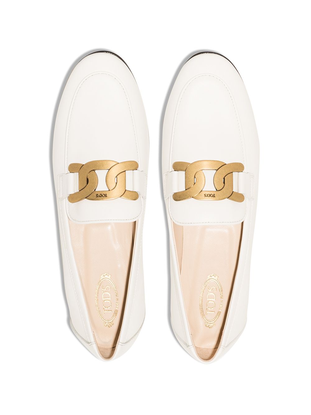 TOD'S Leather Slip-On Loafers with Chain-Link Detailing