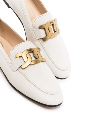 TOD'S Leather Slip-On Loafers with Chain-Link Detailing