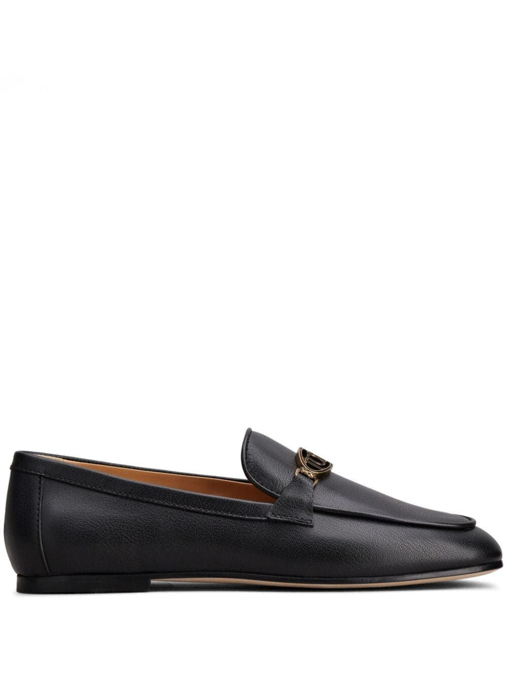 TOD'S Classic Logo Plaque Leather Loafers for Women