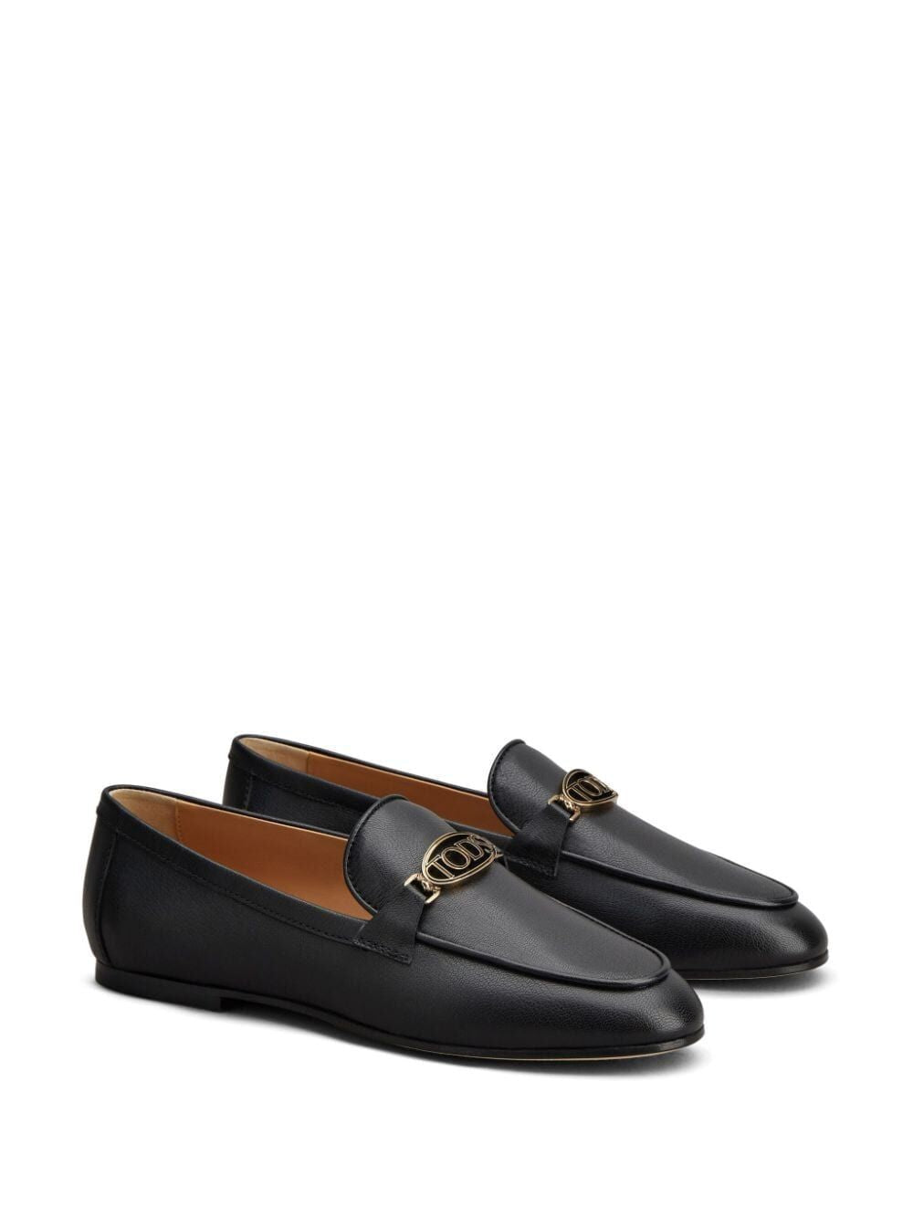 TOD'S Classic Logo Plaque Leather Loafers for Women