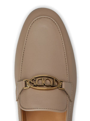 TOD'S Classic Logo Plaque Leather Loafers for Women