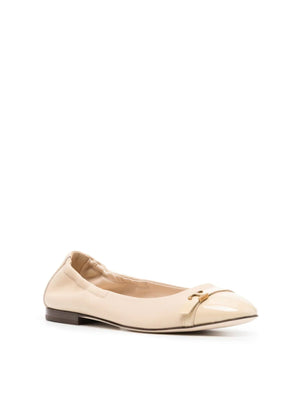 TOD'S Logo Strap Leather Ballerinas