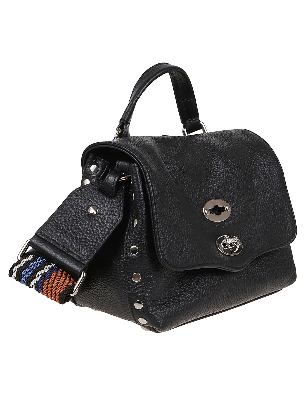 ZANELLATO Mini Leather Shoulder Handbag with Silver Studs