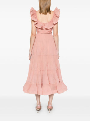 ZIMMERMANN Elegant Midi Dress with Ruches for Women