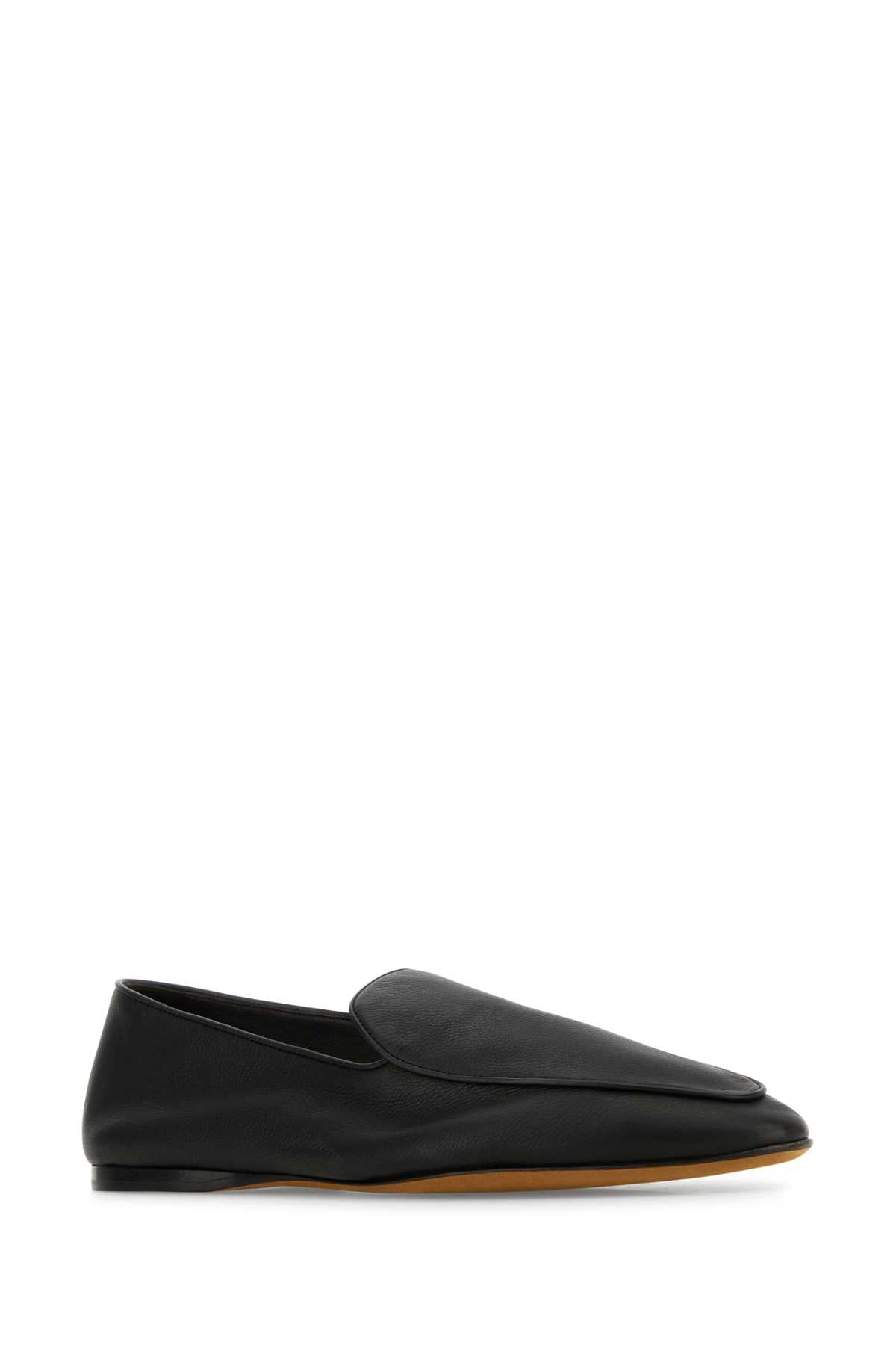 THE ROW Classic Black Leather Awar Loafers for Women