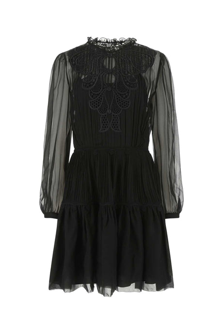 ALBERTA FERRETTI Elegant Black Chiffon Mini Dress for Women