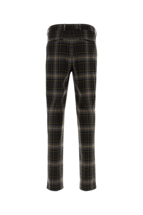 FENDI Embroidered Wool Checked Pants for Men