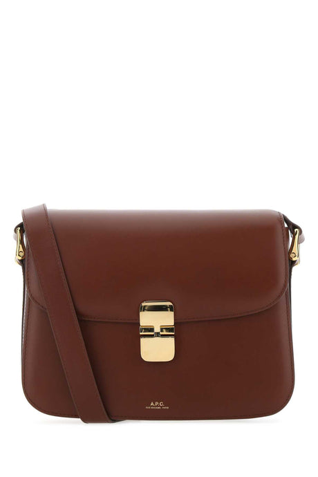 A.P.C. Bordeaux Leather Mini Crossbody Handbag - 24 cm x 18 cm x 7 cm