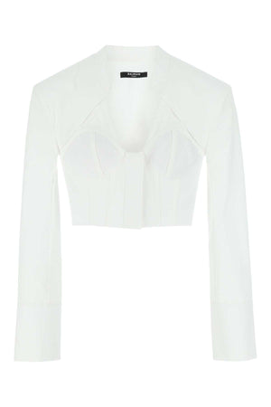 BALMAIN Classic White Poplin Shirt for Women