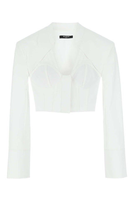 BALMAIN Classic White Poplin Shirt for Women