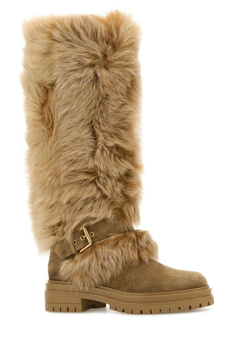 GIANVITO ROSSI Women's Suede and Fur Maverick Boots