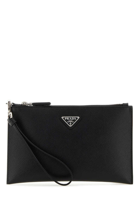 PRADA Sophisticated Black Leather Clutch - 22 cm x 14 cm