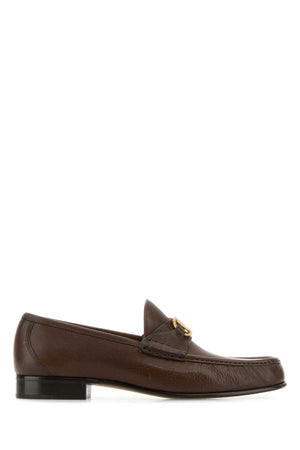 VALENTINO GARAVANI Brown Leather VLogo Loafers for Men