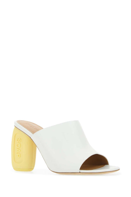 LOEWE Ivory Leather Mini Soap Flat Sandals - 10 cm Heel